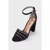 Suede sandals with metallic rhinestones