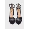 Suede sandals with metallic rhinestones