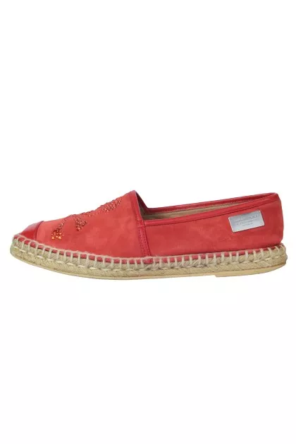 Red suede espadrilles