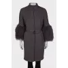 Cardigan with fur sleeves