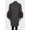 Cardigan with fur sleeves
