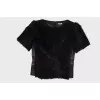 Leather T-shirt with fur