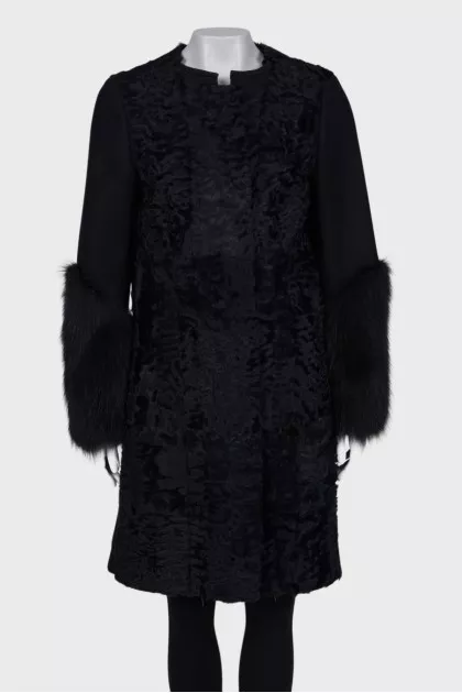 Combined coat with fur