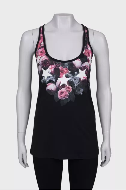 Black printed tank top