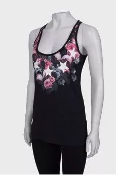 Black printed tank top
