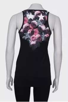 Black printed tank top