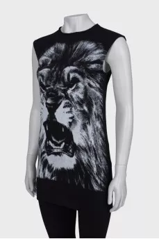 Long top with lion print