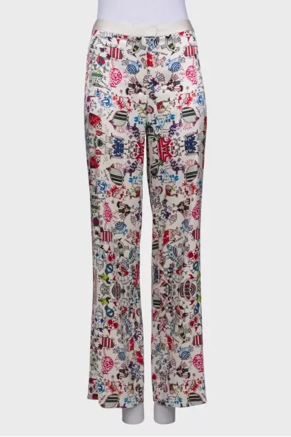 Printed silk trousers