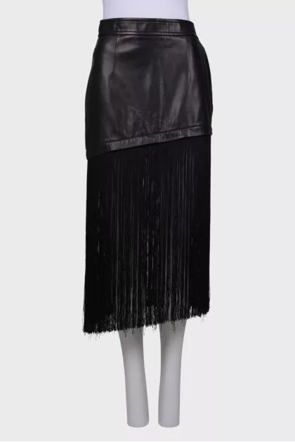 Fringed leather skirt