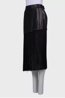 Fringed leather skirt