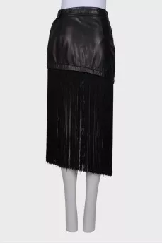 Fringed leather skirt