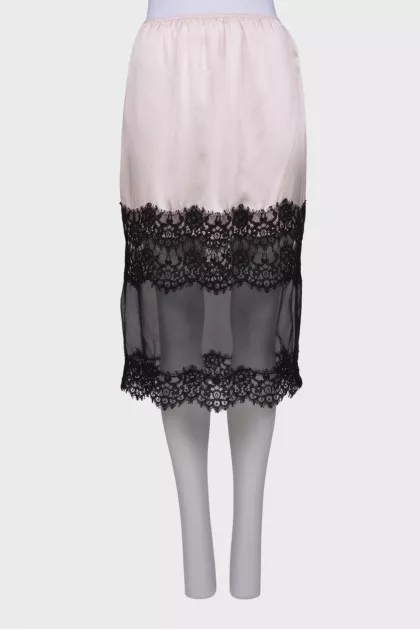 Silk skirt with lace