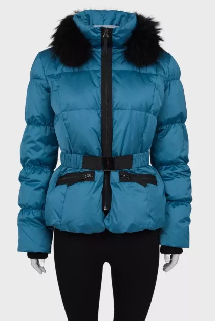 Cropped blue down jacket