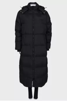 Maxi down jacket with embroidery