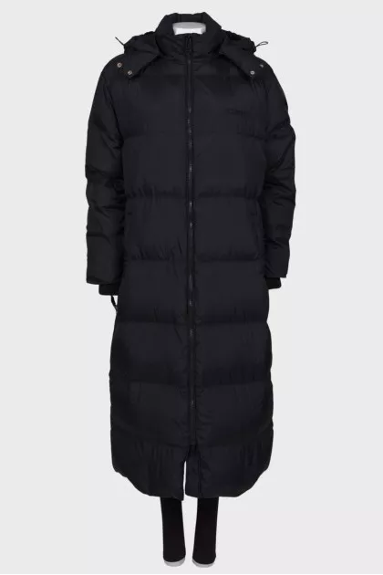 Maxi down jacket with embroidery