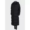 Maxi down jacket with embroidery