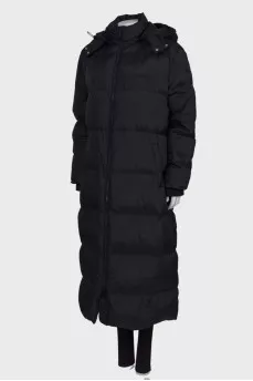 Maxi down jacket with embroidery