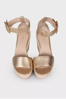 Mabel gold leather sandals