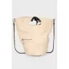 Beige leather shoulder bag