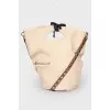 Beige leather shoulder bag