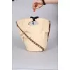 Beige leather shoulder bag