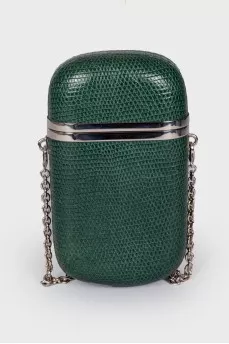 Green leather case bag