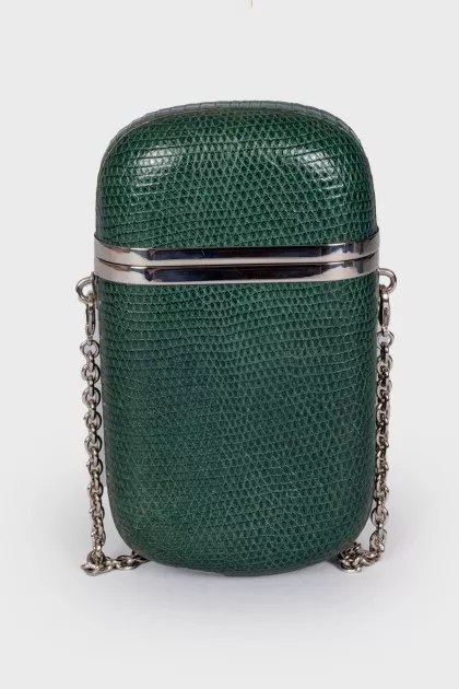 Green leather case bag