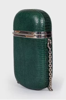 Green leather case bag