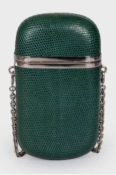 Green leather case bag