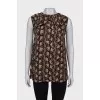 Printed sleeveless blouse