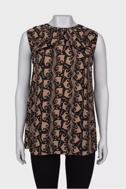 Printed sleeveless blouse
