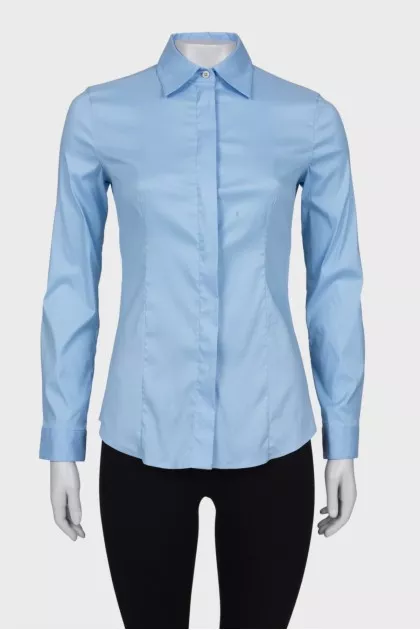 Classic blue press-stud closure shirt