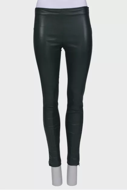Green leather trousers