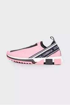 Pink textile sneakers with tag