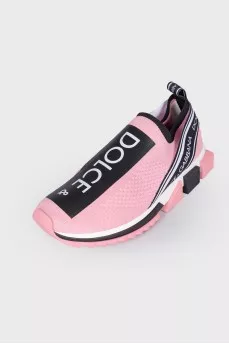 Pink textile sneakers with tag