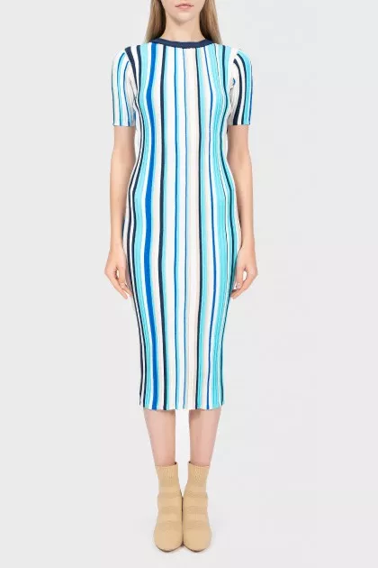 White-navy-blue striped dress