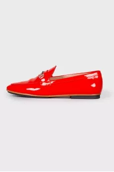 Red patent loafers