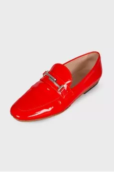 Red patent loafers
