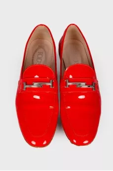 Red patent loafers