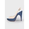 Two tone heeled sandals