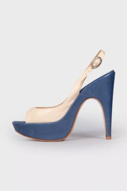 Two tone heeled sandals