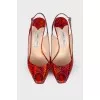 Red Snake Embossed Sandals