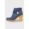 Suede blue ankle boots