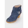 Suede blue ankle boots