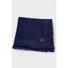 Blue scarf with branded embroidery