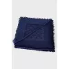 Blue scarf with branded embroidery
