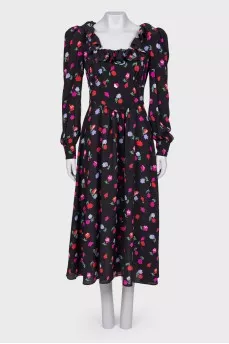 Ruffled silk dress with tag