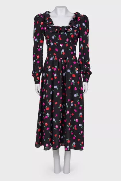 Ruffled silk dress with tag