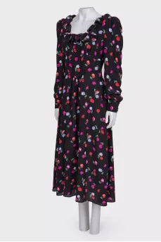 Ruffled silk dress with tag