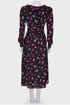 Ruffled silk dress with tag